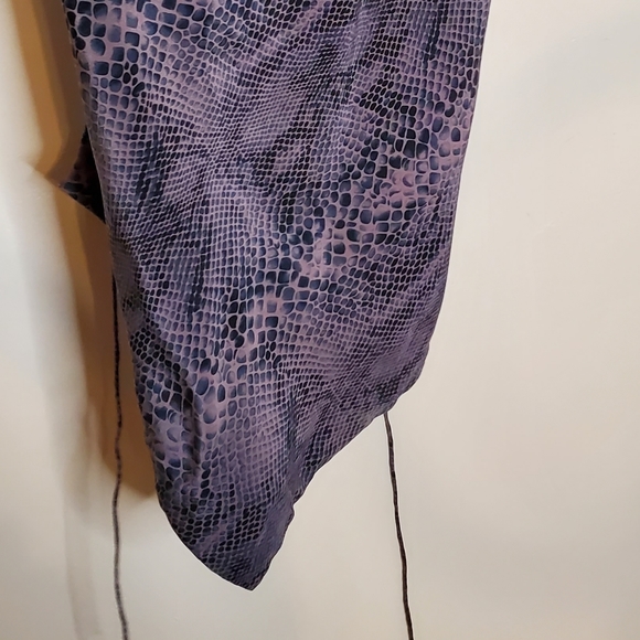 Mauve Purple, and Gray Snakeskin Print Silk Strappy Wrap y2k Tie Top - Picture 2 of 13